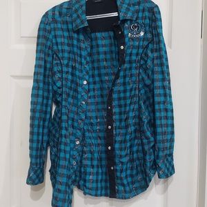 Coogi Women's Large  Blue/Green Shirt